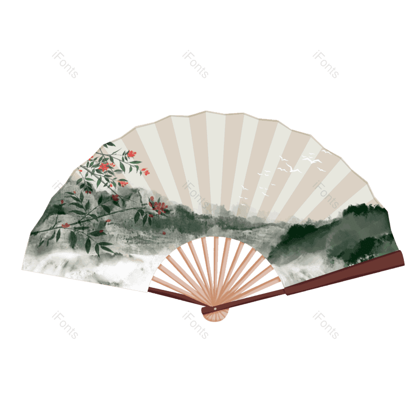 水墨图片,中国风元素,扇子PNG,水墨画免抠素材